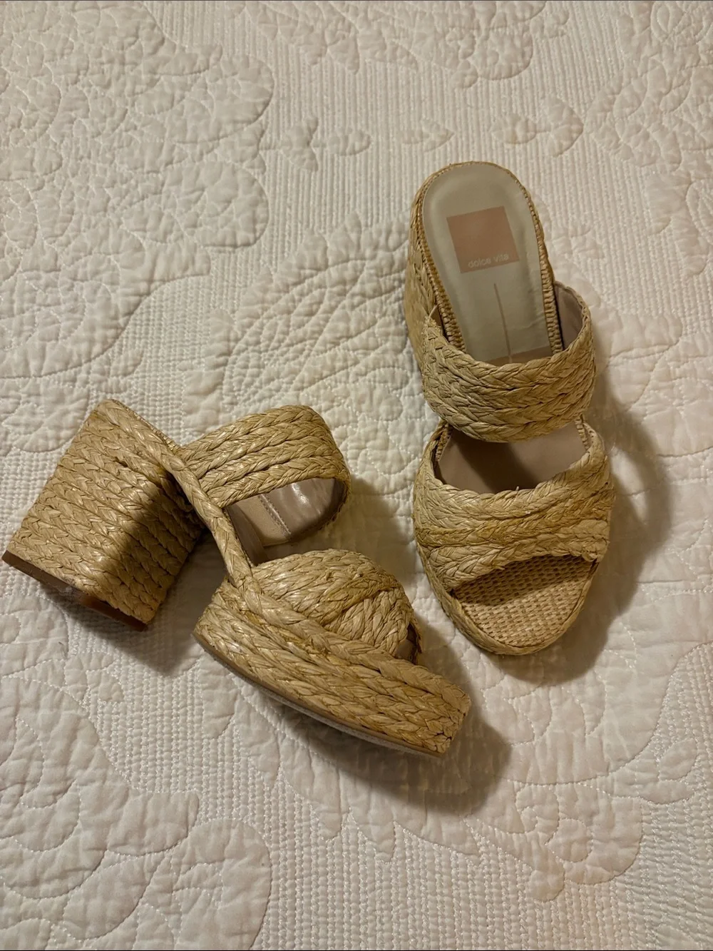 Dolce Vita Natural Braided Platform Slide Sandals